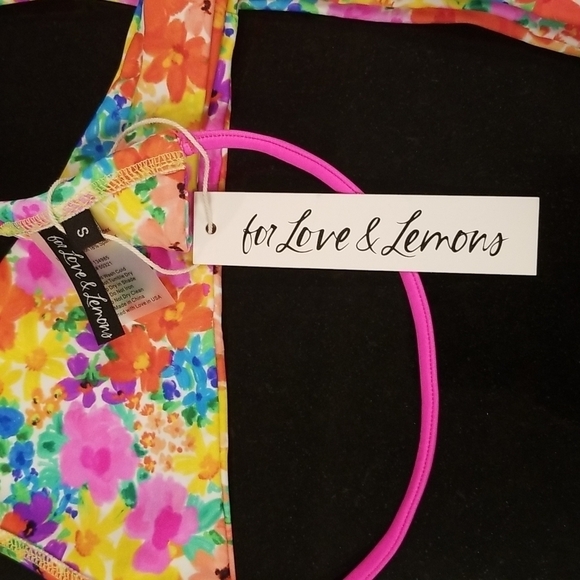 💕FOR LOVE AND LEMONS Yasmin String Bikini Bottom Watercolor Floral Print S NWT - Picture 11 of 13